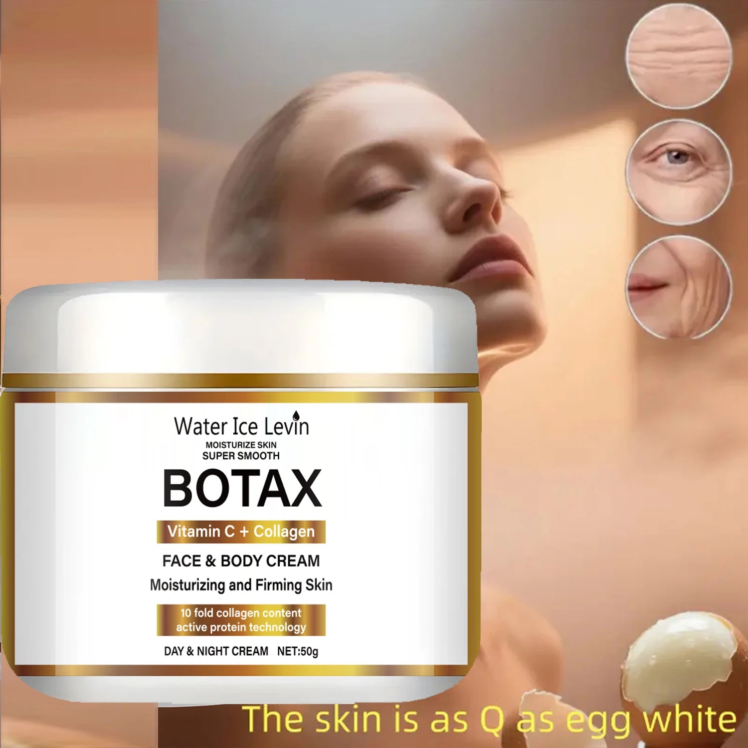 Niacinamide Collagen Cream, Firming Facial Moisturizing Cream, Day and Night Use, Containing Vitamin C, Moisturizing and Nourishing Sensitive Skin Qme