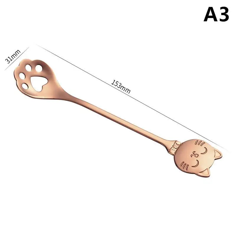 Stainless Steel Coffee Mixing Spoon Creative Cat Claw Spoon Ice Cream Cake Dessert Teaspoon Scoops Tableware Kitchen Accessories Qme A3