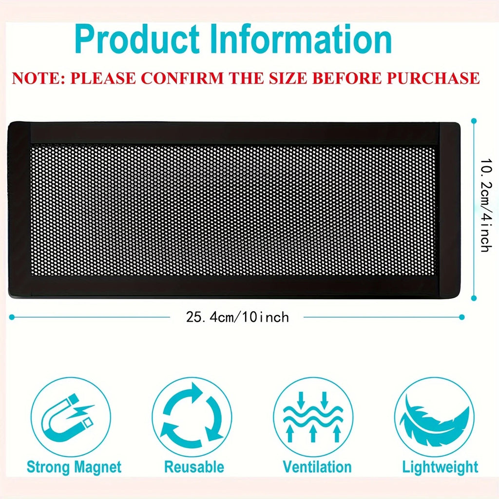 4-Piece Household Magnetic Vent Cover - 4x10 PVC Mesh, Dust and Clutter Resistant, Pest Control, for Ceiling and Floor Vents Qme