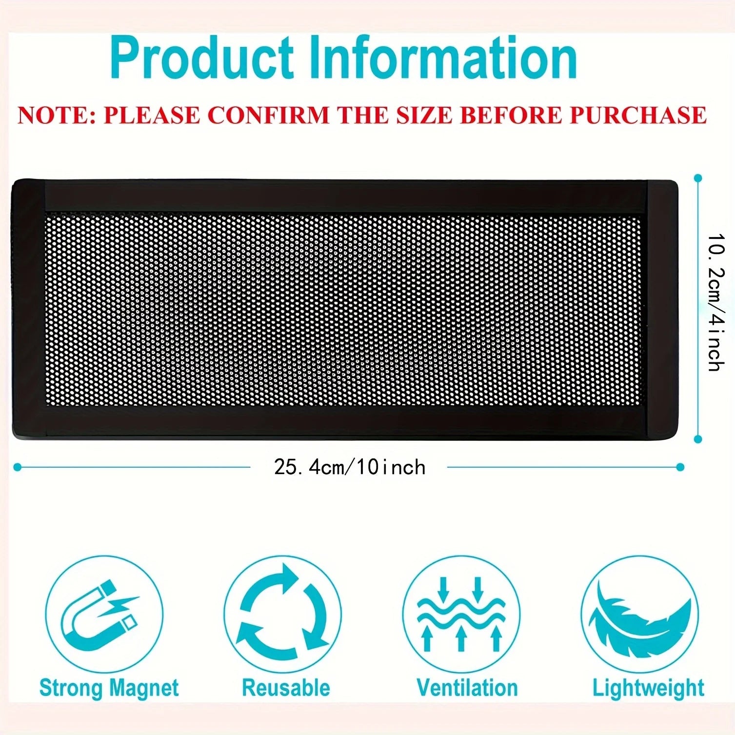 4-Piece Household Magnetic Vent Cover - 4x10 PVC Mesh, Dust and Clutter Resistant, Pest Control, for Ceiling and Floor Vents Qme