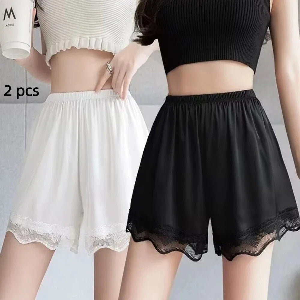 Cool Thin Lace Safety Pants Breathable Ice Silk Home Loose Summer Qme