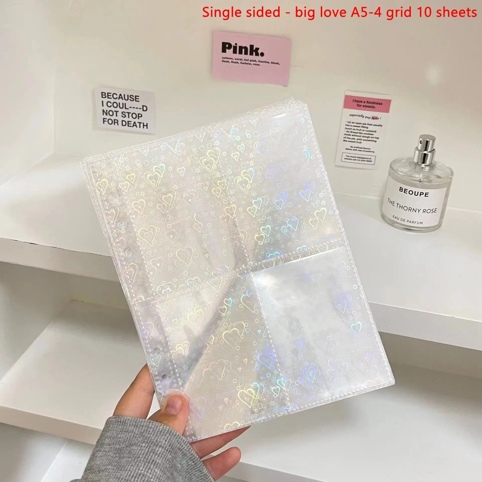 10PCS/set 1/2/4Pockets Grids Photo Album A5 Inner Page Photocard Binder Photo Sleeve 6 Ring Refill Inner Page Photocard Kpop Qme heart 4 grid
