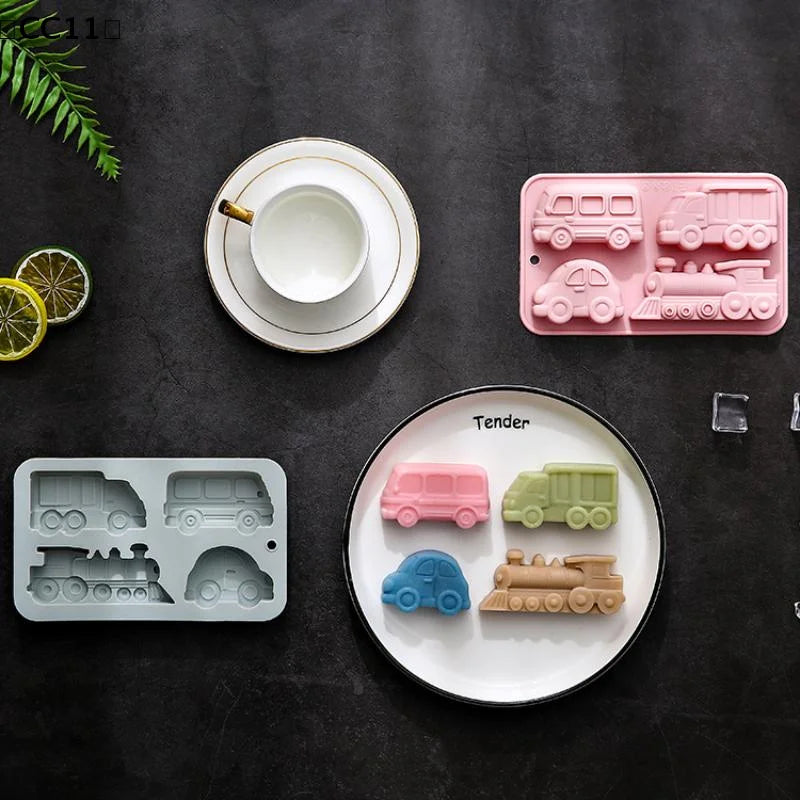 4 6 8 Cavities Car Train Silicone Mold Vehicles Crayon Making Qme
