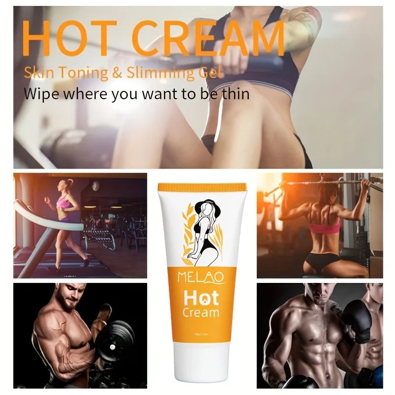 MELAO Hot Cream - Enhances Workout Performance, Firms Skin with Vitamin E, Hyaluronic Acid for All Skin Types Qme