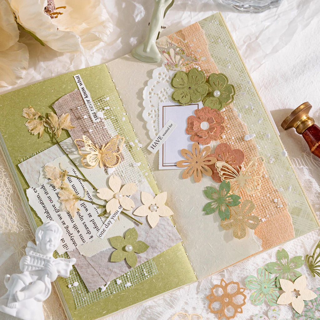 50 pcs Vintage Lace Hollow Frame Floral Material Paper Junk Journal Planner Scrapbooking Decorative Photo Albums Craft Supplies Qme