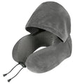 Adjustable Hooded U-shaped Neck Pillow Car Travel Outdoor Use Qme GRAY