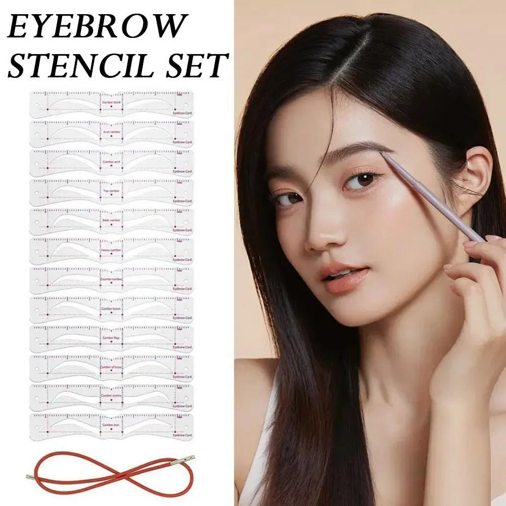 12Pcs Eyebrow Stencil Set Soft PVC Eyebrow Drawing Template Cards with Eyebrow Stickers for Perfect Brows Design Qme