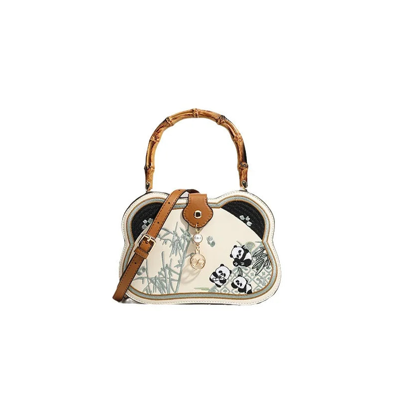 CHARHP&KEJNT Bamboo Crossbody Bag Women Cartoon Panda Pattern Qme