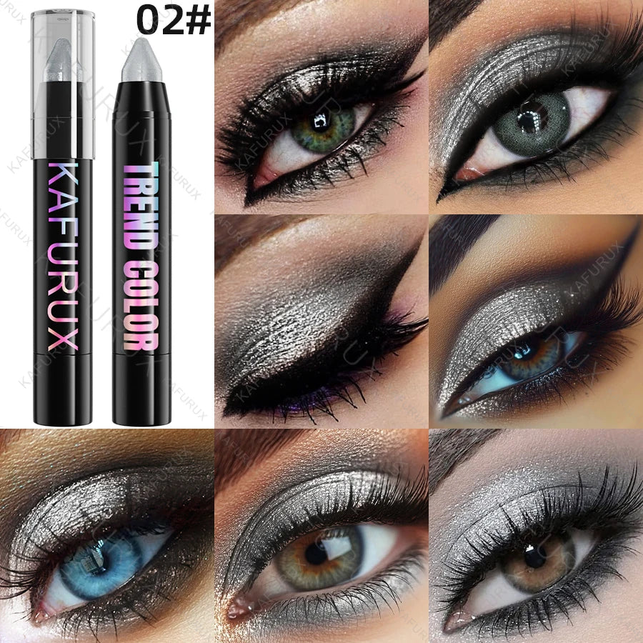 Metallic Glitter Eyeshadow Pencil Waterproof Pearlescent Nude Eye Qme 02