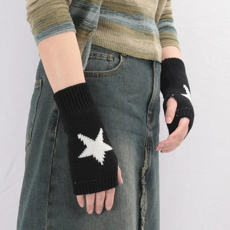 Knitted Half Finger Gloves Women's Warm Soft Winter Mittens for Girl Guantes Y2K Sleeve Girls Lolita Goth Fingerless Gloves Qme