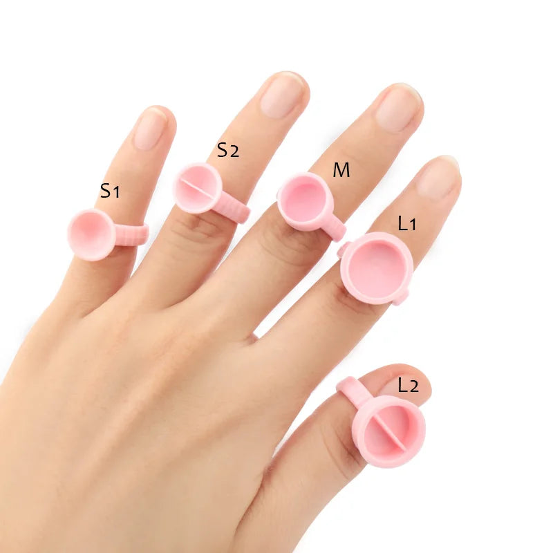 100pcs Disposable Glue Rings Plastic Permanent Makeup Pigment Holder Pallet For Tattoo Eyelash Extension Glue Divider Container Qme