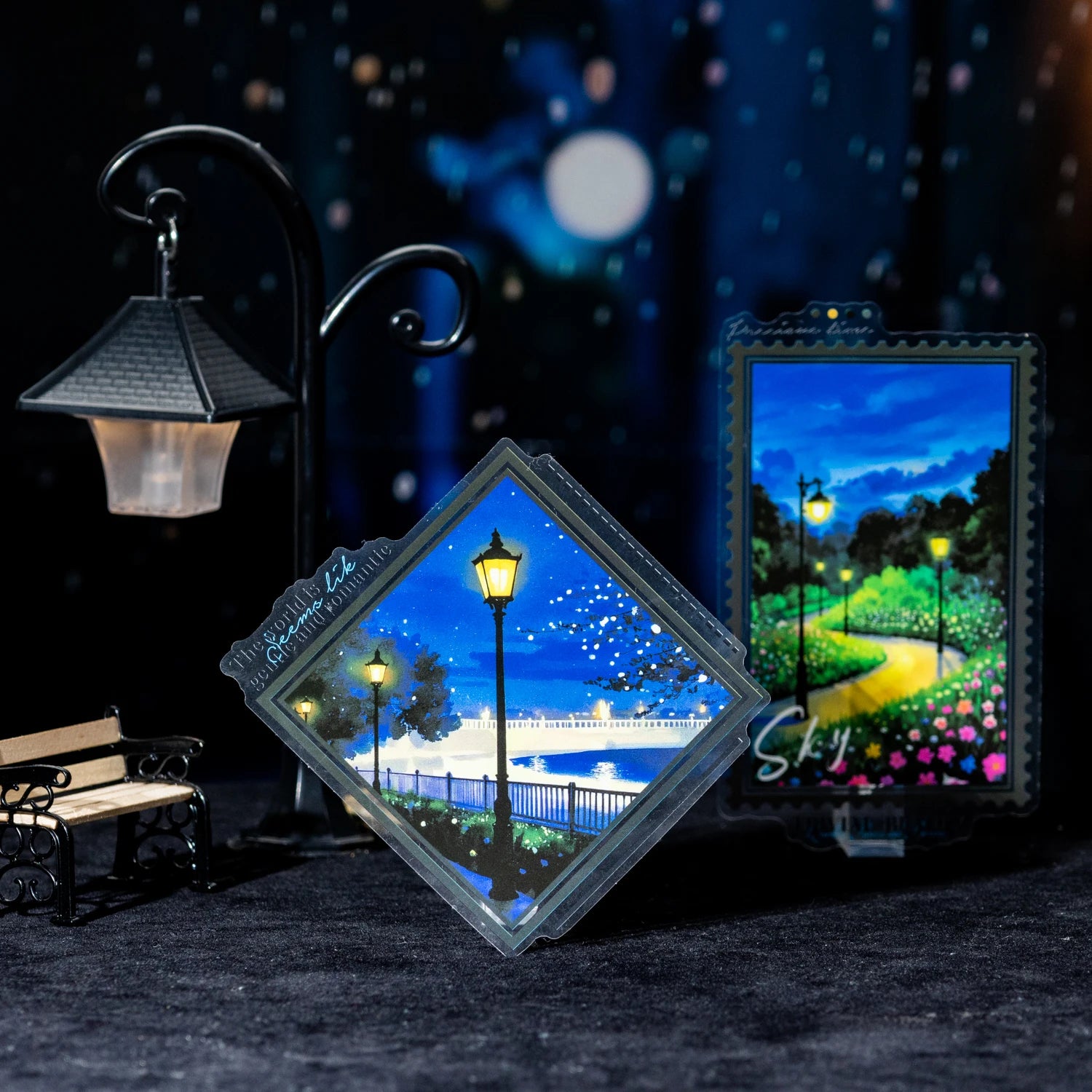 10 pcs/pack Night view of the city Theme PET Sticker Pack DIY Scrapbooking Collage Diary Aesthetics Decor Stationery Stickers Qme
