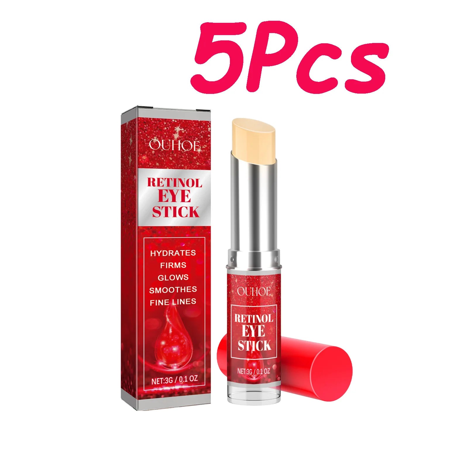 Retinol Eye Cream Stick Lightening Dark Circles Firming Skin Anti-Wrinkle Firming Brightening Eye Repair for Women Eyes Care Qme 5 x 3g Boxed
