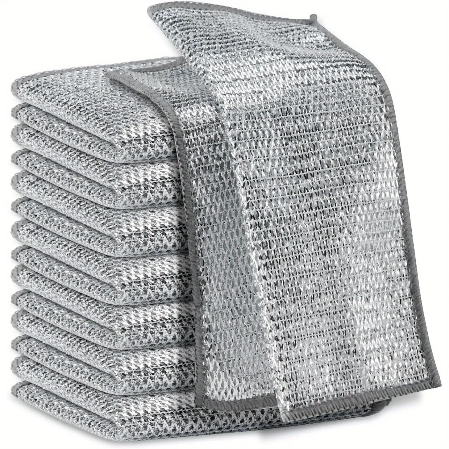 Multipurpose Wire Miracle Cleaning Cloths, Magnifying Wire Dishwashing Rags for Wet and Dry Mesh Microfiber Cleaning Cloth Qme 10pcs