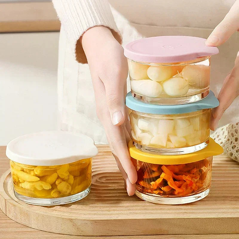 Microwave Safe Round Food Storage Container Borosilicate Glass Pickle Qme