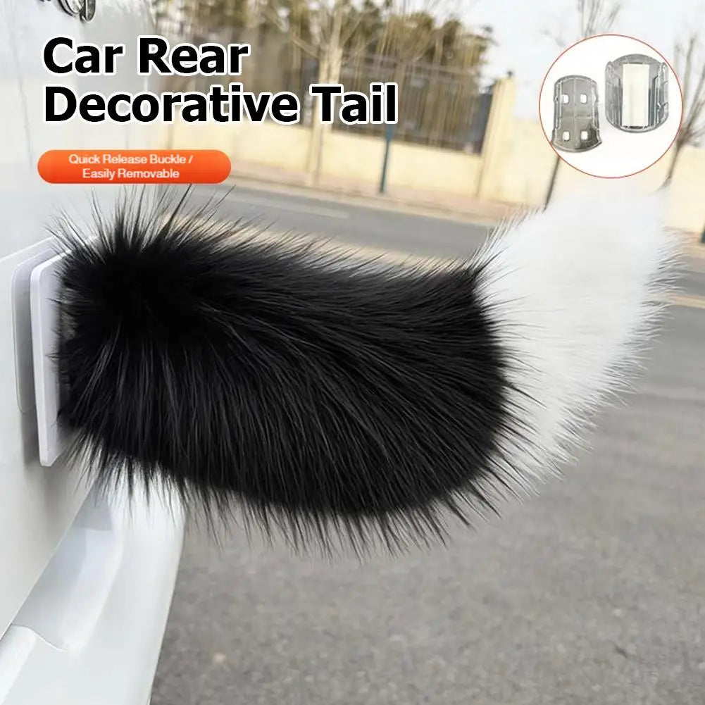 Fluffy Plush Tail Car Decor Strong Adhesive Easy Install Backpack Qme