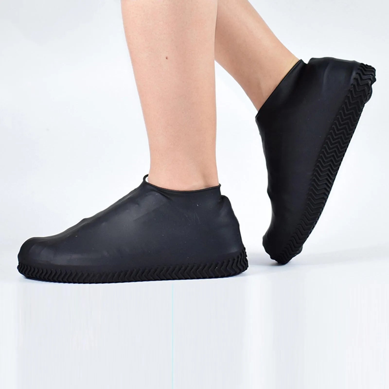 Non-Slip Wear-Resistant Reusable Rain Boots Unisex Silicone Easy to Remove Shoes Cover Protable Water Resistant Shoe Accessories Qme Black L