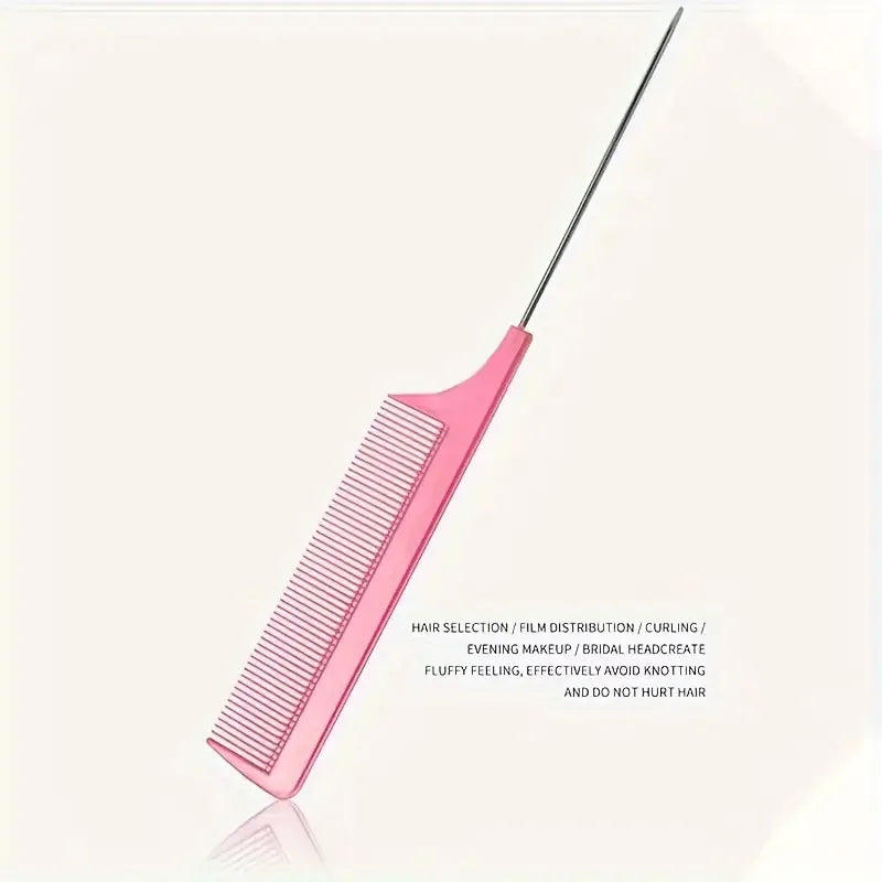 Mouse Tail Comb Steel Needle Mouse Tail Carbon Fiber Heat Resistant Teasing Comb With Stainless Steel Needle Tail Qme
