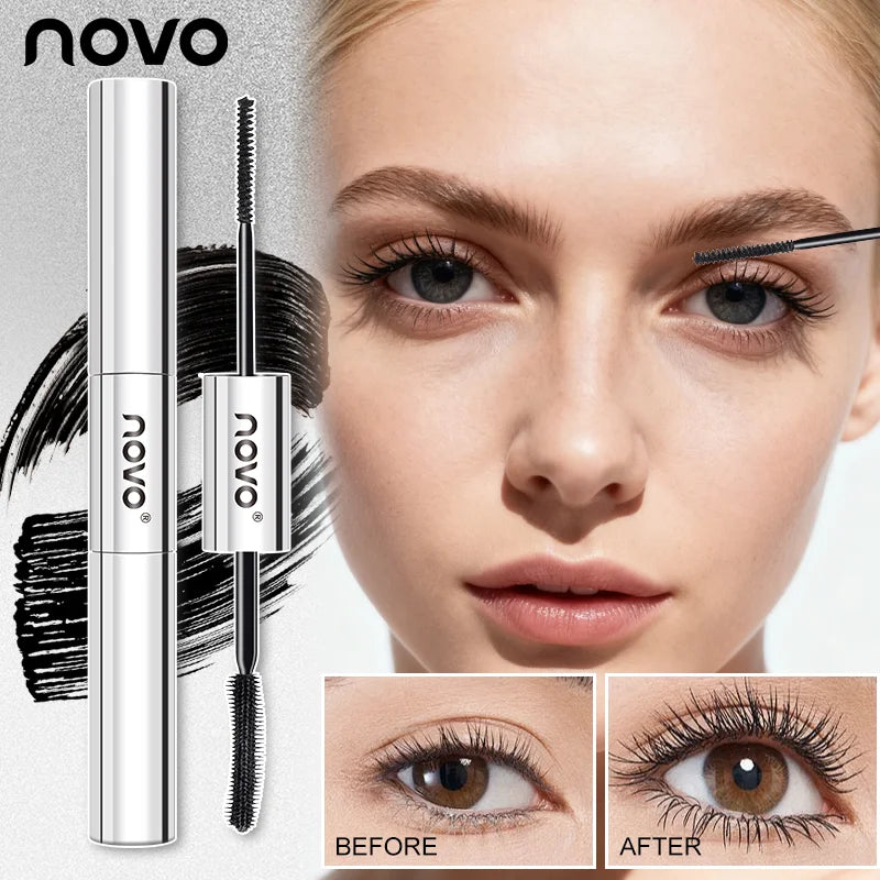 Dual-Head Waterproof Mascara, Thickening And Lengthening Dual Effect, Sweatproof & Grease-Resistant, Quick-Dry, No Clumping Qme