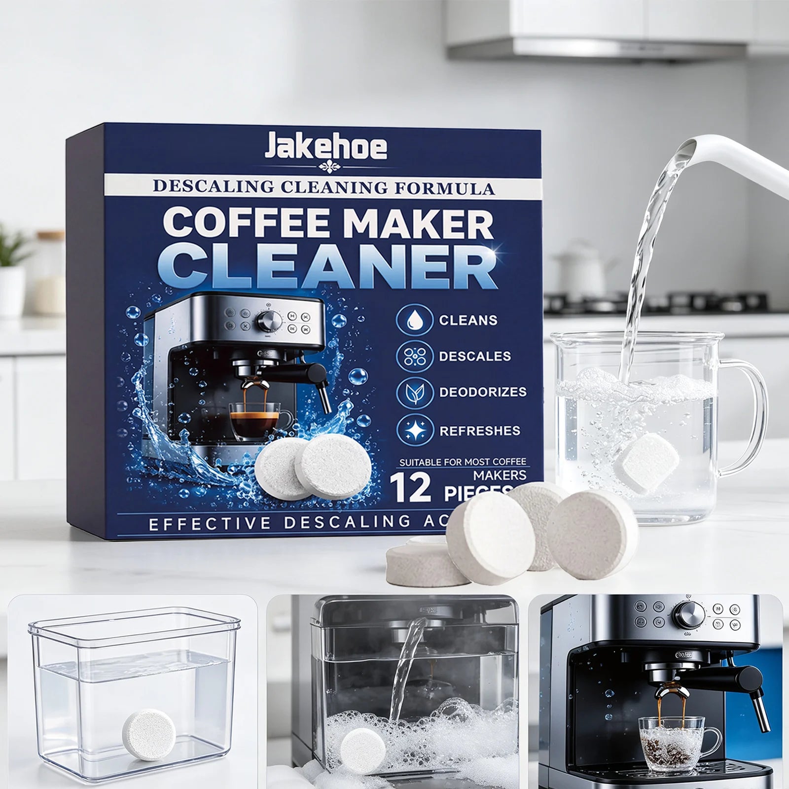 Coffee Maker Descaling Tablets Remove Dirt Restore Shiny Deodorize Maintain Stable Coffee Brewing Flavor Coffee Machines Cleaner Qme