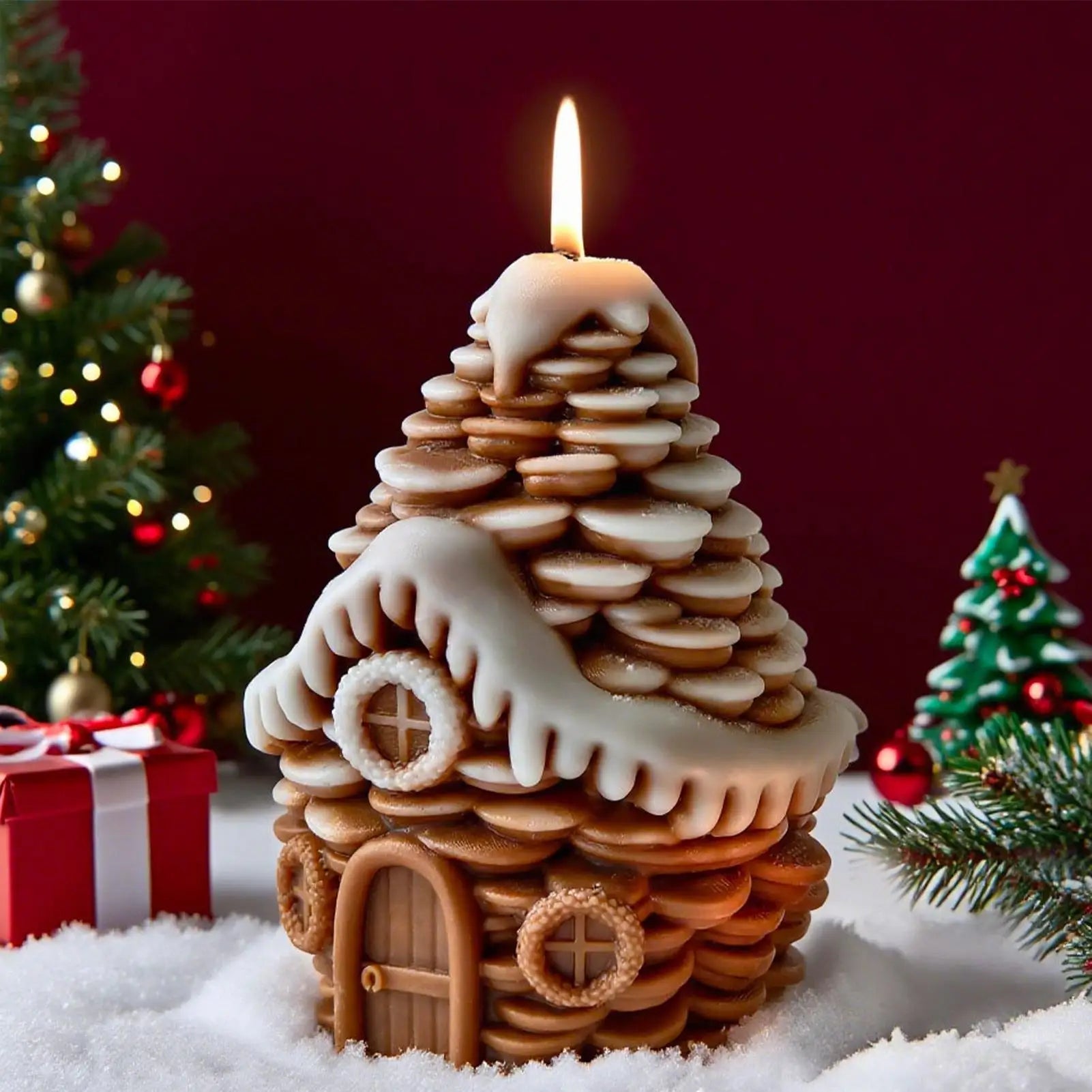 Christmas Molds For Candles Pine Cone House Casting Mould Home Decor Cement Moulds For Epoxy Resin Plaster Soap Party Planners Qme