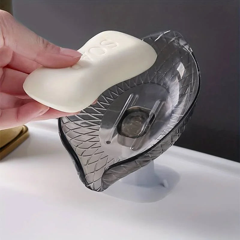 Leaf Shape Soap Box Drain Soap Holder Bathroom Accessories Suction Cup Soap Dish Tray Soap Dish For Bathroom Soap Container Qme