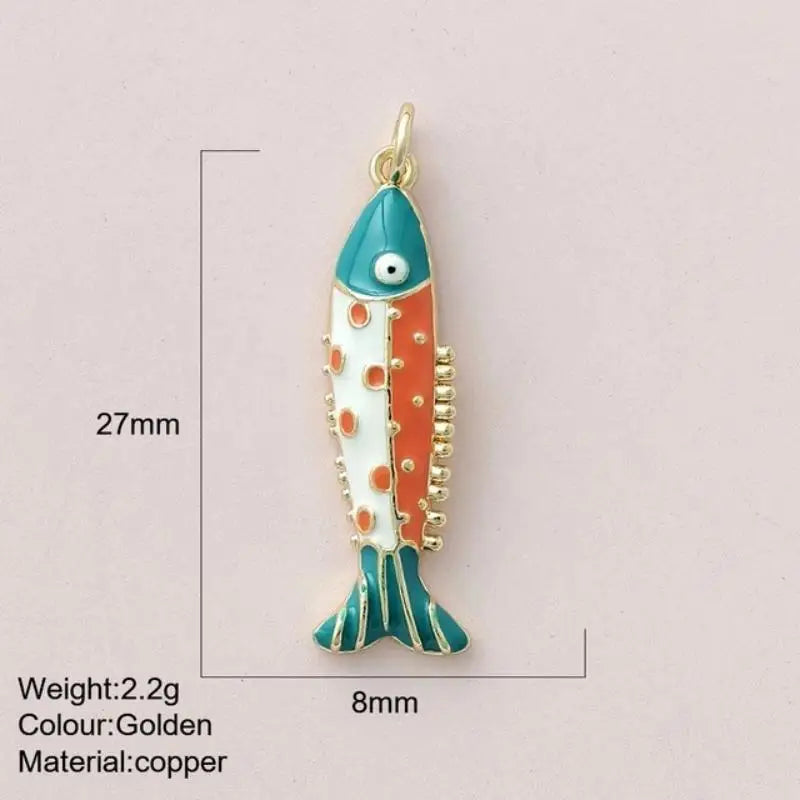 Fashion Cute Colored Enamel Fish Charms For Jewelry Making Supplies Bohemian Animal DIY Earring Bracelet Necklace Accessories Qme A10