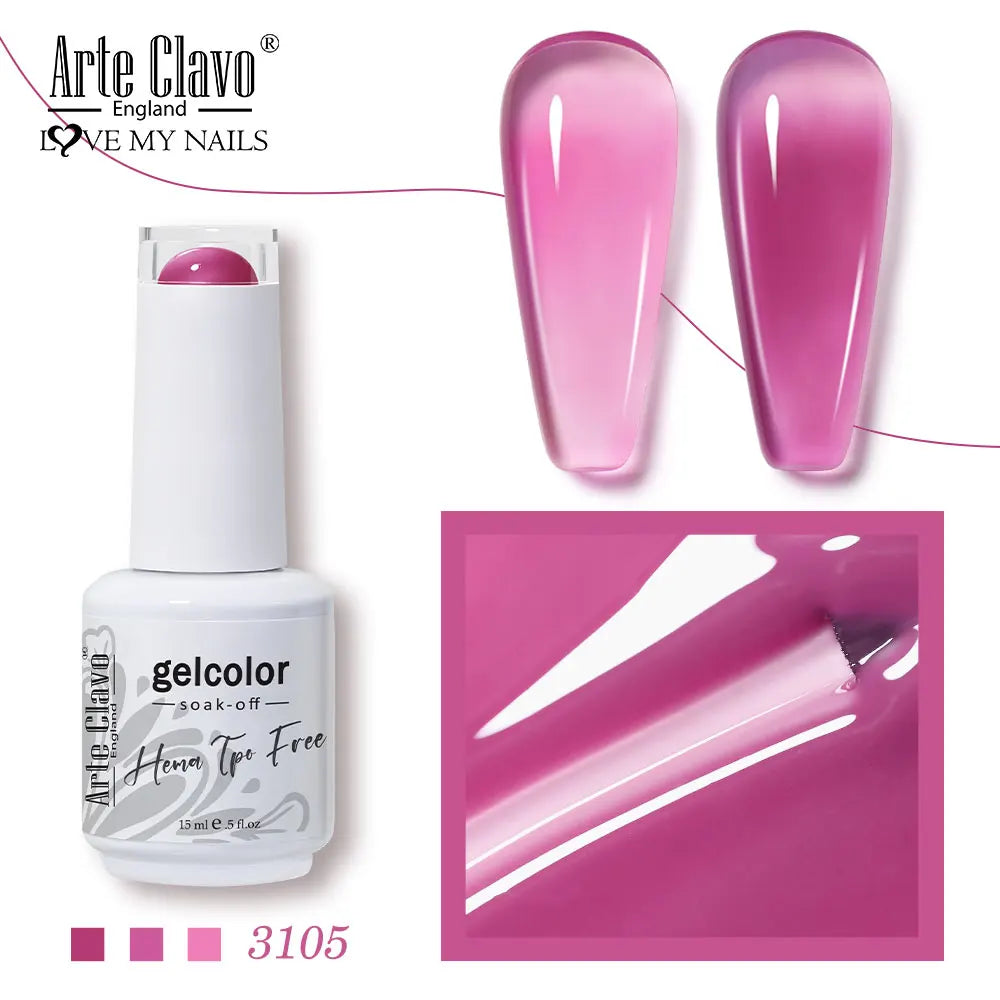 Arte Clavo Jelly Series Semi-transparent Light Pink Peach Gel Nail