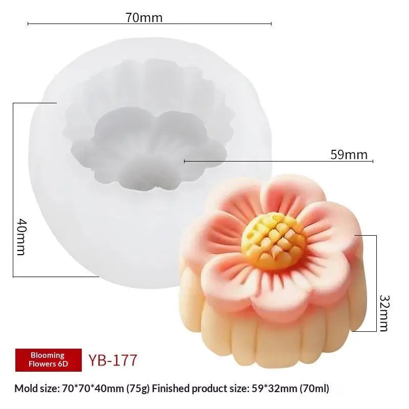 3D Flower Shape Silicone Molds Ice Pastry Baking Tool Jelly Candy Qme D
