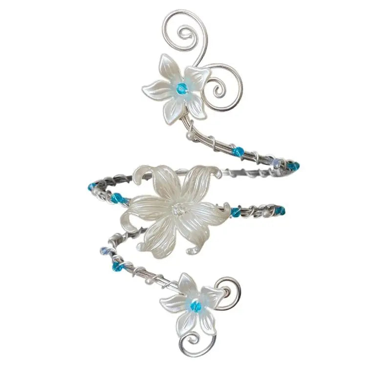 Elegant Hollow Out Flower Bracelet Floral Adjustable Open Arm Bangle Vintage Armlet Armband Arm Accessories Qme