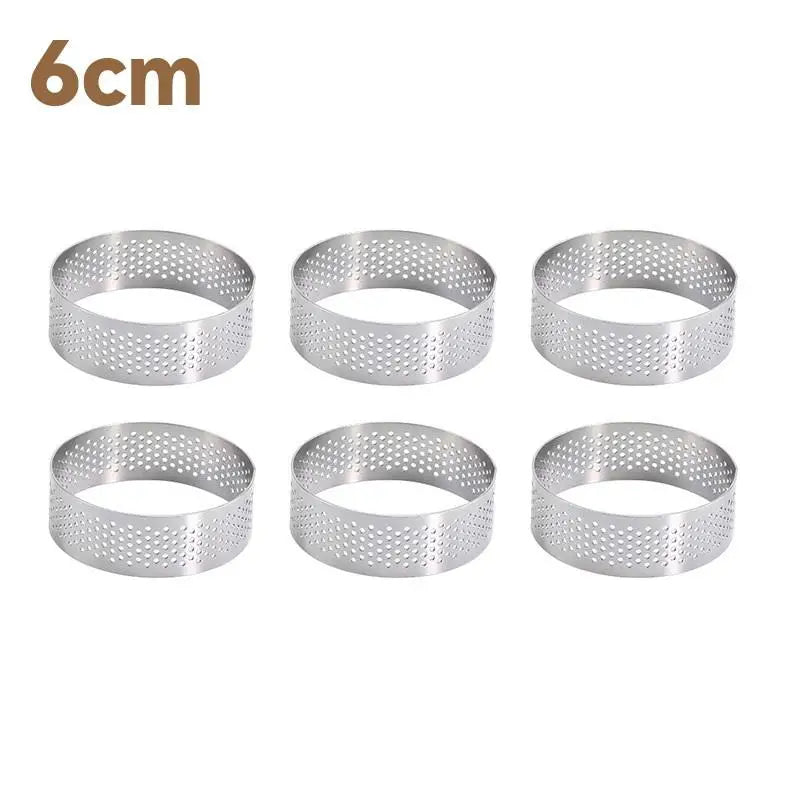 5/6/7/8CM Classic 304 Stainless Steel Mousse Ring Cake Mold With Hole Tart Bottom Tower Fruit Pie Quiches Baking Tool Qme 6cm