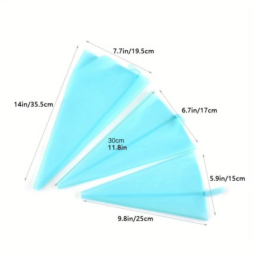 Set of 3 Reusable TPU Silicone Piping Bags - Perfect for Cream Pastry Baking and Cake Decorating! Qme