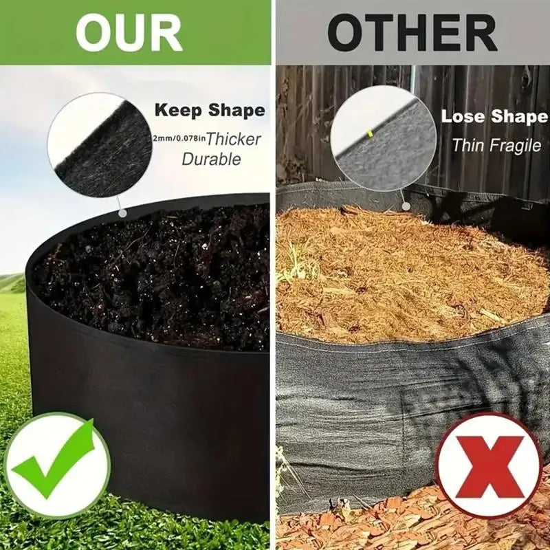 Breathable Fabric Grow Pot - Heavy Duty Planting Bag for Root Aeration - Reusable Vegetable Planter for Garden & Patio Qme