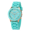 Watch Hot Sales Geneva Brand Silicone Women Watch Ladies Fashion Dress Quartz Wristwatch Female Watch montre relogio feminino Qme MInt green