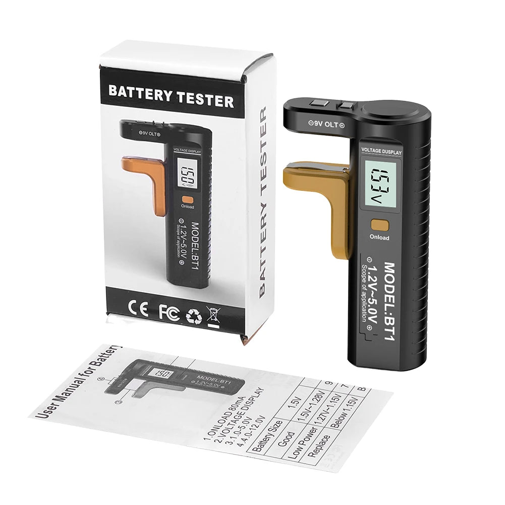 Digital Battery Tester Battery Checker Volt Checker Battery Capacity Check Detector Measurements Tester for AAA AA Button Cell Qme