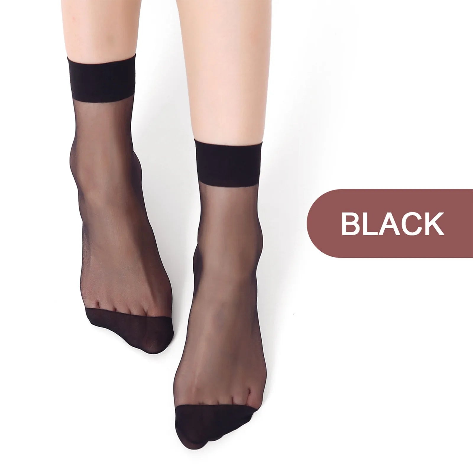 10 Pairs Women Elastic Short Stockings Black Nude Lightweight Mesh Breathable Casual Socks Summer Comfy Thin Stockings Qme Black One Size