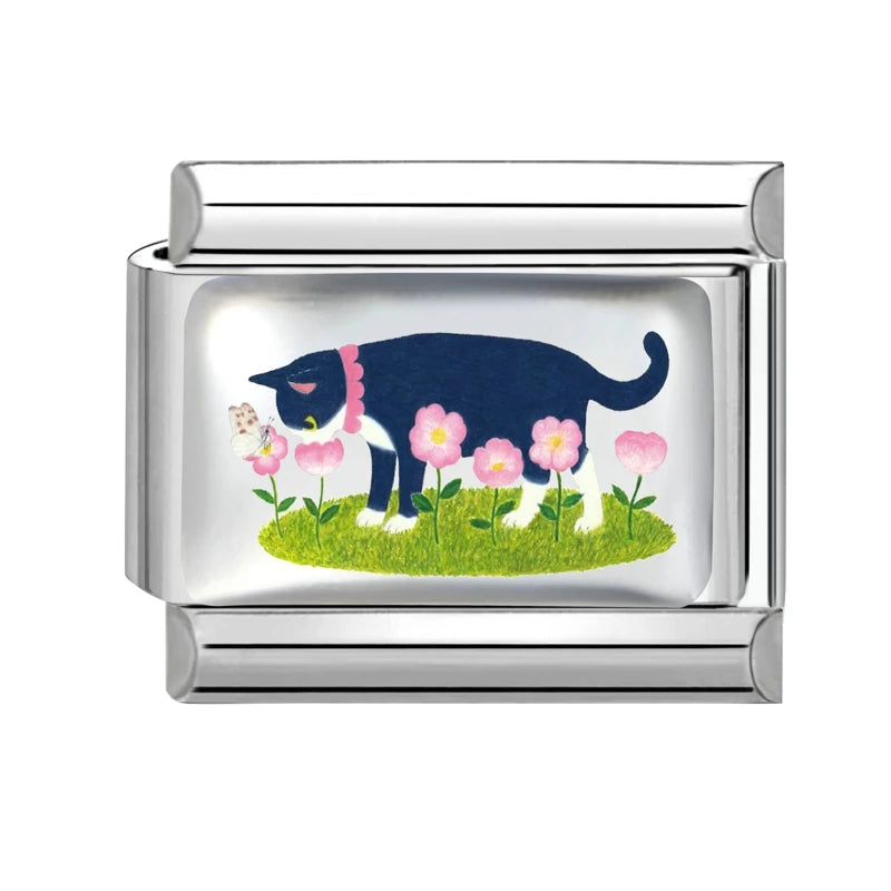 Fashion Pink Heart Dogs Cats Colorful Pets Animals Italian Charm Fit 9mm Stainless Steel Women Fashion Bracelet DIY Jewelry Gift Qme S 28