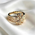 Vintage Flower Filigree Ring Silver Color Hollow Out Floral Statement Rings for Women Antique Carved Cocktail Party Jewelry Gift Qme golden 7