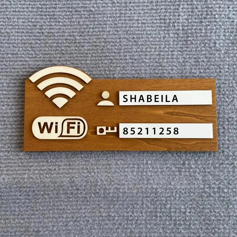 Multi-purpose Home Decor Accessory Rustic Wooden Wifi Password Sign Qme