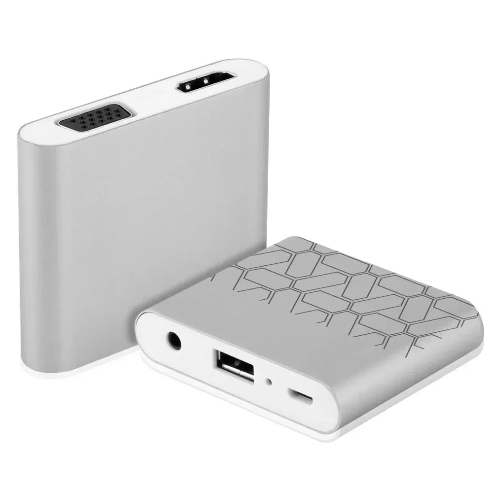 USB VGA Video Converter Female To Female Smart Phone To VGA HD 1080P Digital AV Multiport Adapter for Mobile Phones Qme Silver