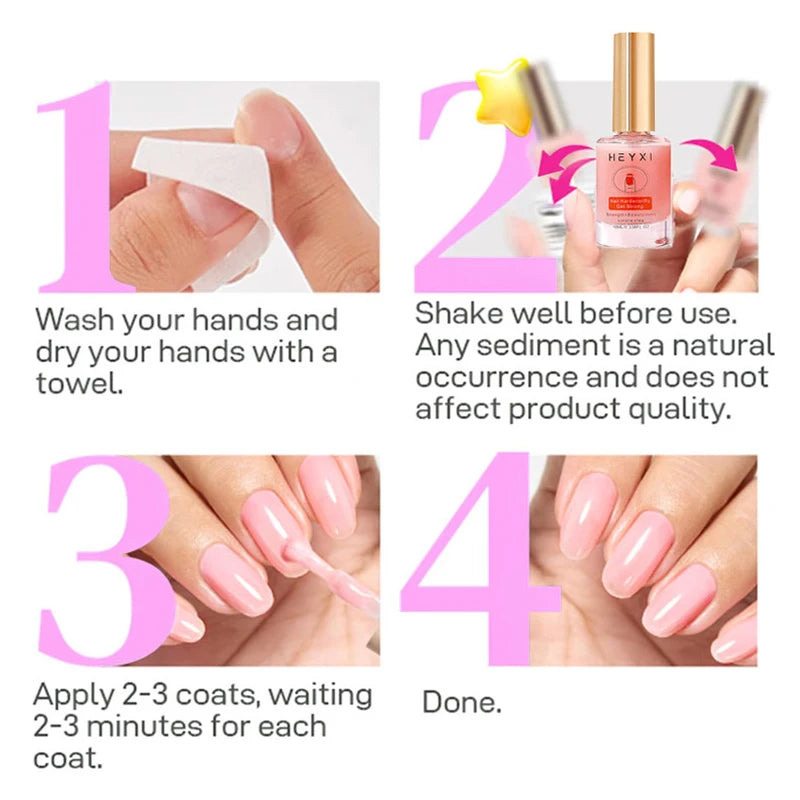 Natural Pink Nail Polish Hardener Lasting Luster Smooth Application Qme