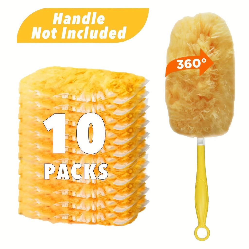 10pcs, Microfiber Multi-Surface Dusters Replacement Heads, Ideal For Ceiling Fans, (handle Not Included), Cleaning Supplies Qme