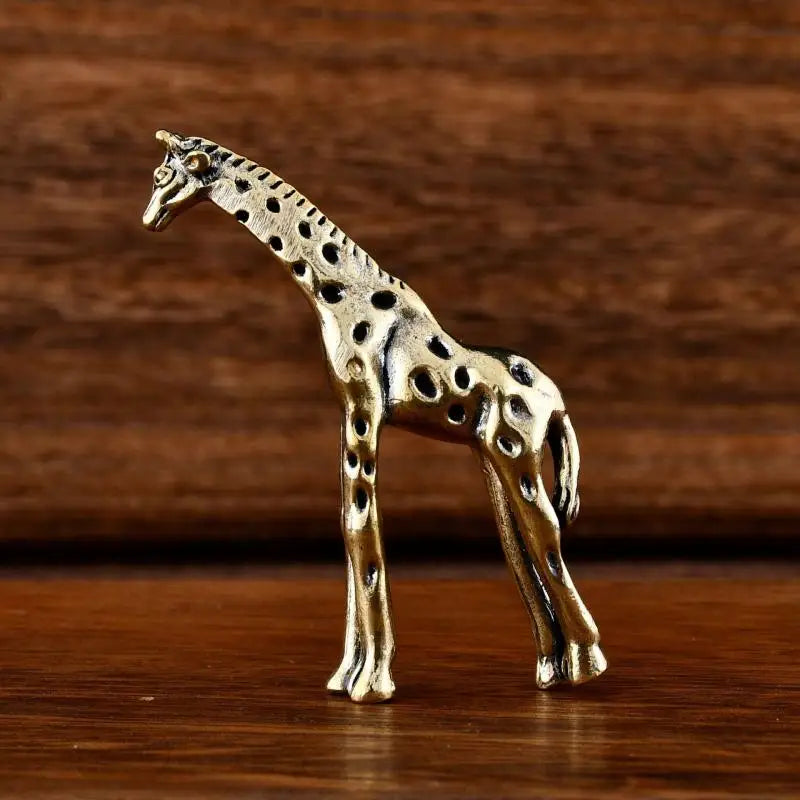 Miniature Statue Home Decor Vintage Brass Giraffe Ornament Office Qme
