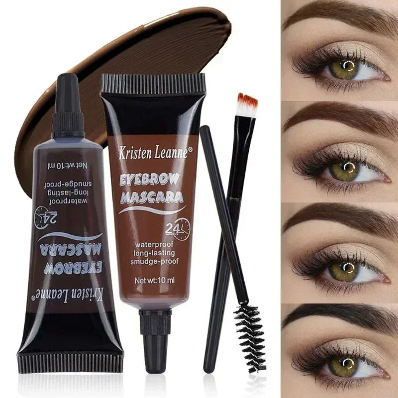 Natural 4 Colors Liquid Dyeing Eyebrow Cream Set Waterproof Durable Brown Tint Eyebrow Henna Mascara Eyebrows Paint Makeup Qme