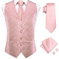 Hi-tie Mens Suit Vests Necktie Hankerchief Cufflinks Silk Slim Fit Qme 0033 S