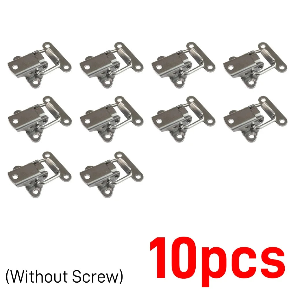 10/4PCS Stainless Steel Cabinet Latch Hasp Luggage Storage Box Fixed Toggle Clasp Toolbox Hardware Box Toggle Latch Hook Tool Qme 10pcs