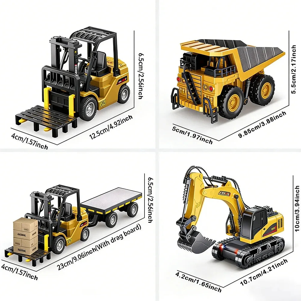 Bluetooth Remote Control Crane And Forklift two-in-one Desktop Mini Alloy Toy Car Model With Trailer Christmas Gift In Color Box Qme