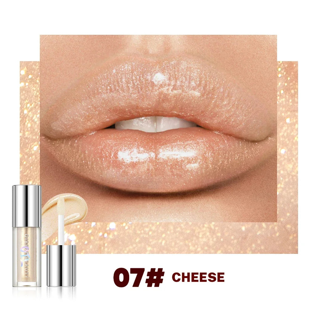 Qibest 8 Colors Moisturizing Diamond Shimmer Glitter Lip Gloss Makeup Sparkling Glitter Liquid Lipstick Pearl Lipgloss Tint Qme 07