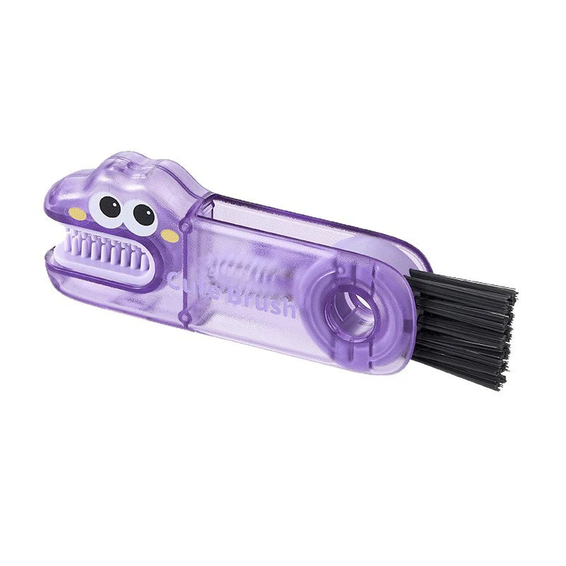 CC113 1 Multifunctional Cup Lid Brush Cute Crocodile Crevice Cleaner Qme Purple