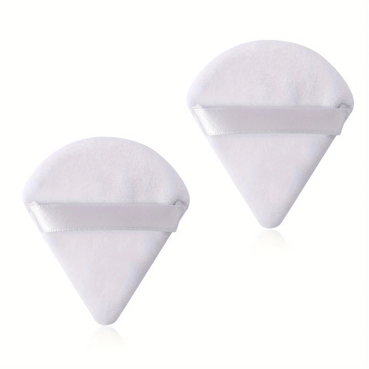 Triangular Makeup Sponge, Setting Powder Puff, Fan-Shaped Powder Puff, Finger Pad Powder Puff, Reusable Soft Plush Powder Puff Qme White